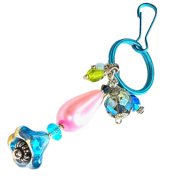 2 Handmade Crystal Glass Sterling Silver & Metal Keyrings - Picture 4 of 8